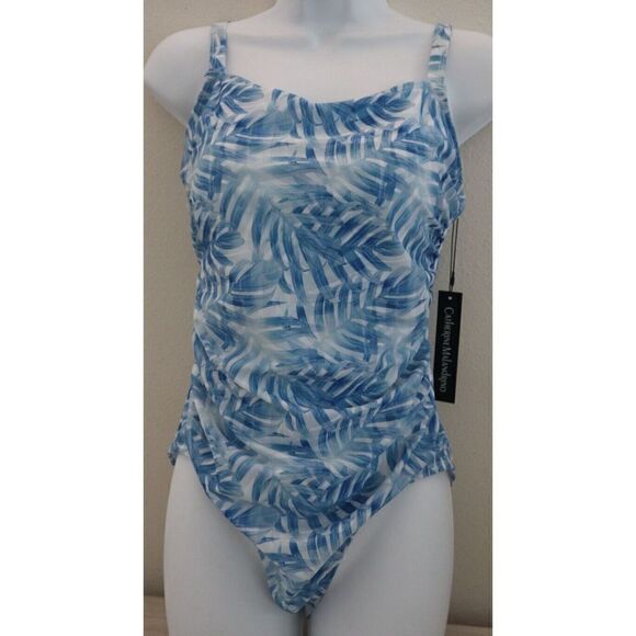 Catherine Malandrino Sz M Leafs Cascade Print Side Ruching 1-Pc Swimsuit $120 - Picture 1 of 10